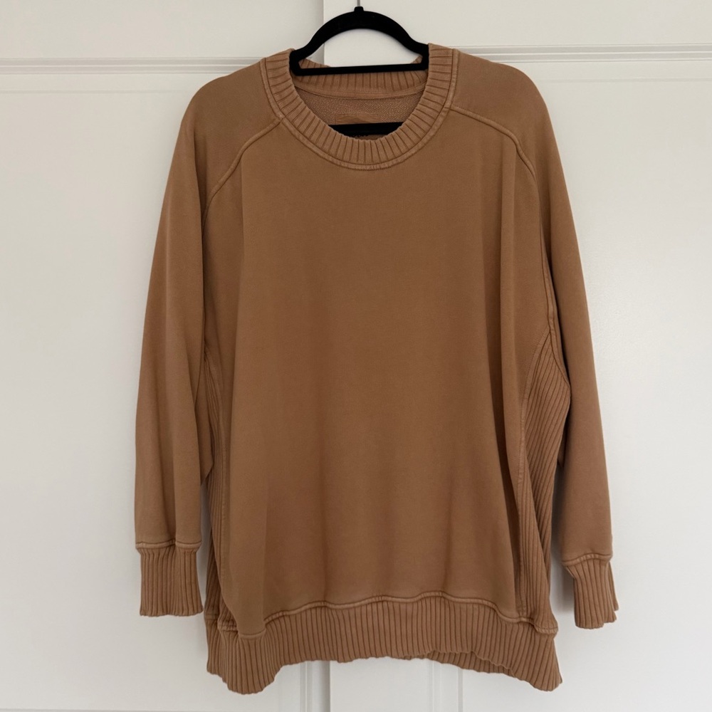 Aerie | Women’s Tan Oversized Crewneck Sweater